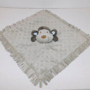 Elegant Baby Gray Monkey Security Blanket Plush Fringe Trim Baby Lovey Nunu